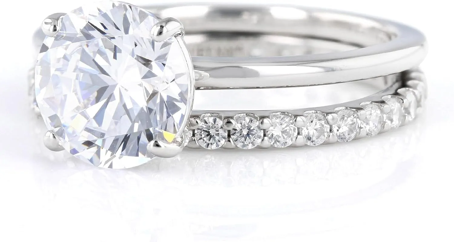 JTV Platinum And Over Silver Ring Set with White Cubic Zirconia 6.33ctw for Women
