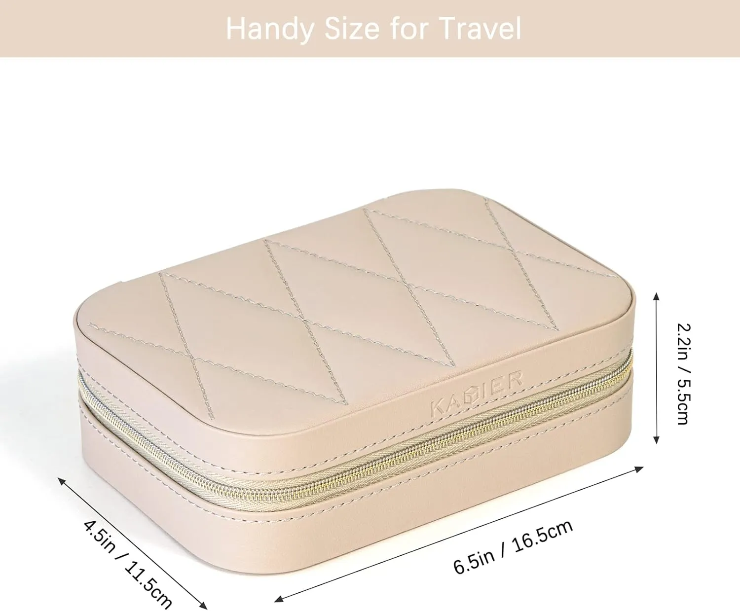 KAMIER Small Jewelry Boxes for Women | PU Leather Jewelry Organizer Box for Earrings, Ring, Necklaces | Cute Jewelry Box for Women Men Girls(Beige)