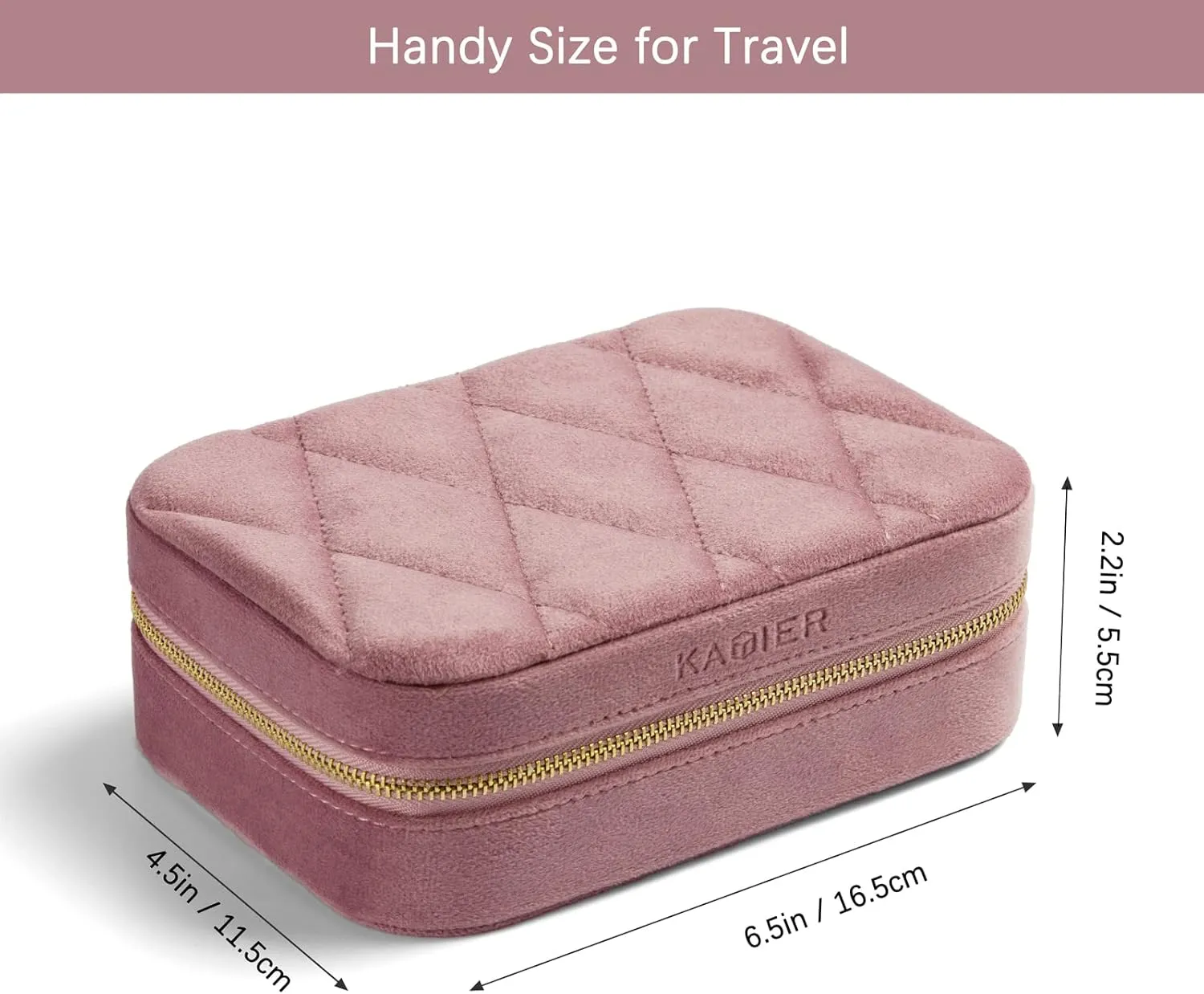 KAMIER Small Jewelry Boxes for Women | Velvet Jewelry Organizer Box for Earrings, Ring, Necklaces | Cute Jewelry Box for Women Men Girls(Pink)