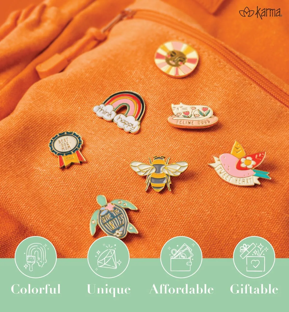 Karma,Enamel Pins, Cute Enamel Pins for Backpacks