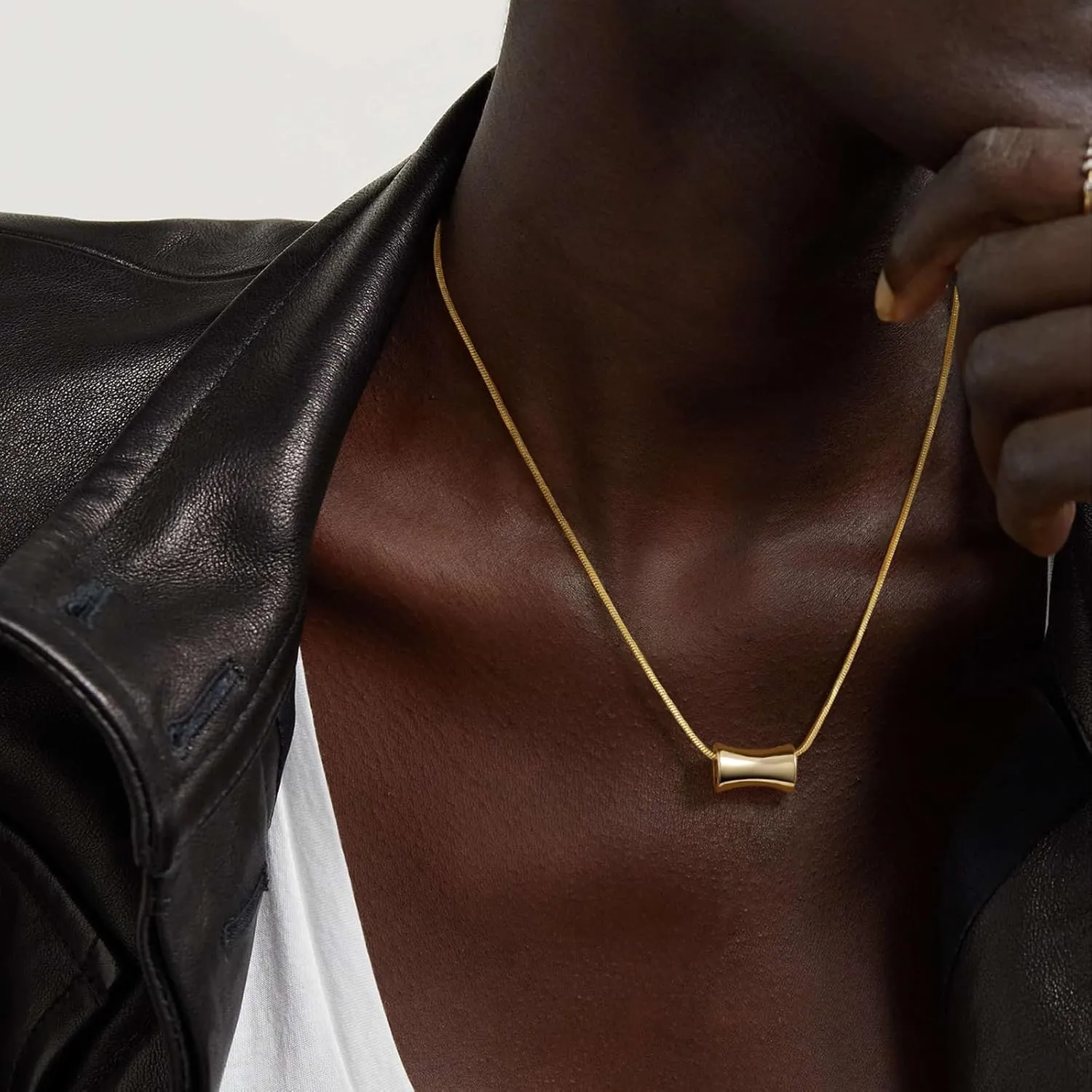 KELORIS PATH Gold Pendant Necklace for Women Simple 14K Gold Plated Dainty Teardrop Necklace Trendy Adjustable Jewelry