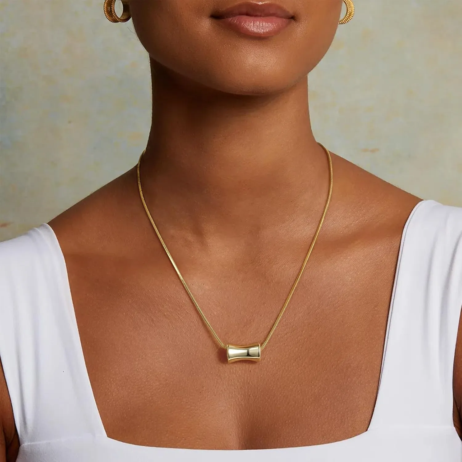 KELORIS PATH Gold Pendant Necklace for Women Simple 14K Gold Plated Dainty Teardrop Necklace Trendy Adjustable Jewelry
