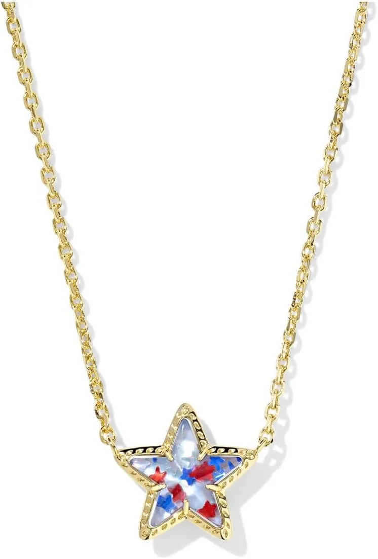 Kendra Scott Womens Cassidy Short Pendant Necklace Gold Red White Blue Star Illusion One Size One Size