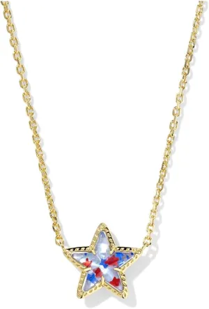 Kendra Scott Womens Cassidy Short Pendant Necklace Gold Red White Blue Star Illusion One Size One Size