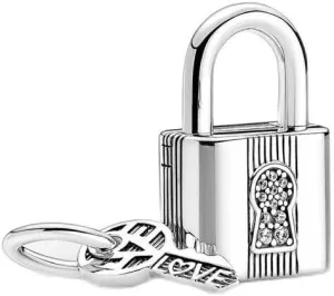 Keys and locks Charm 925 Sterling Silver Pendant,Jewelry Bead Gift for Women Bracelet&Necklace