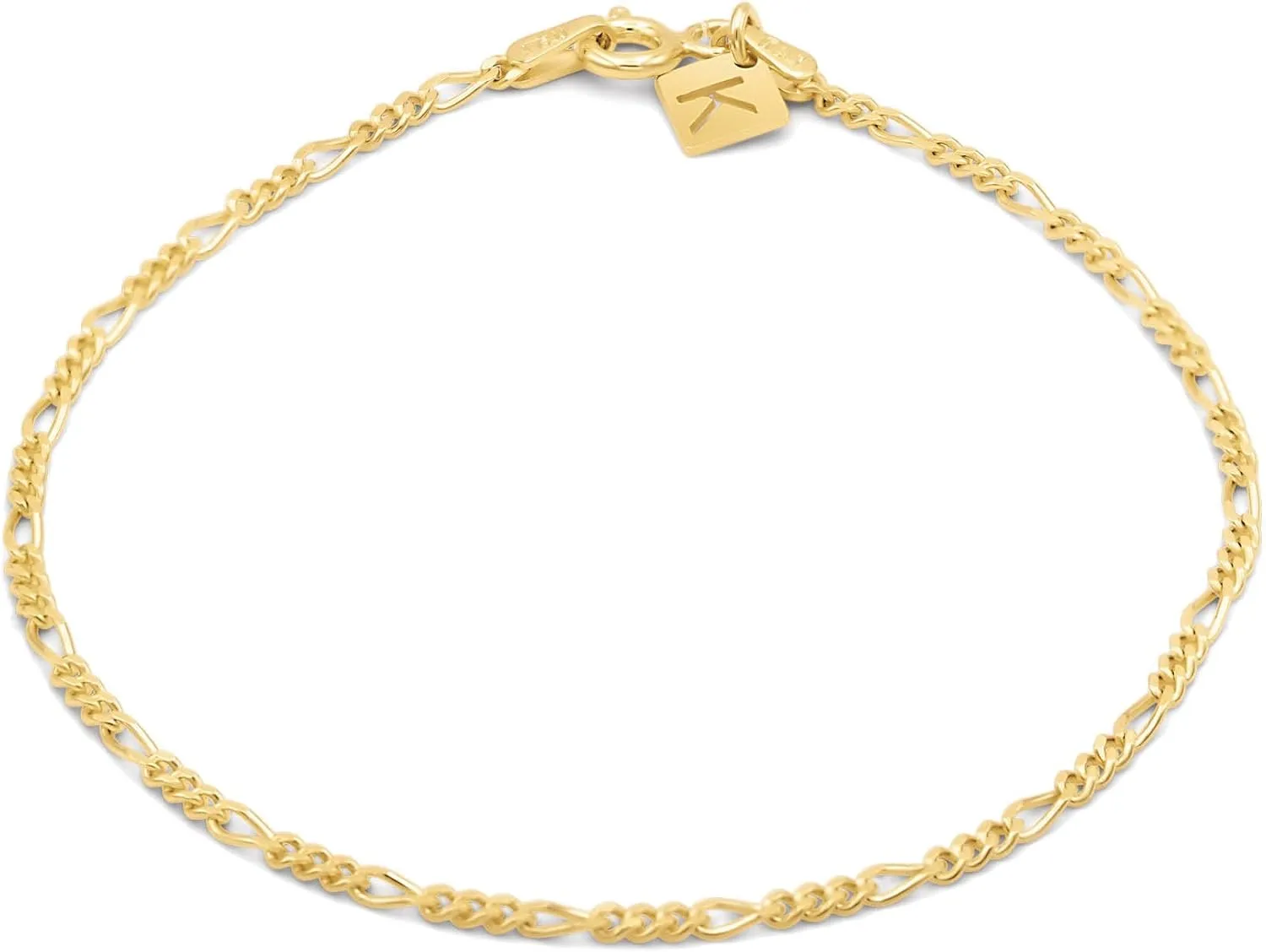 KEZEF Sterling Silver Figaro Link Chain Bracelet Ankelet 2mm Italian