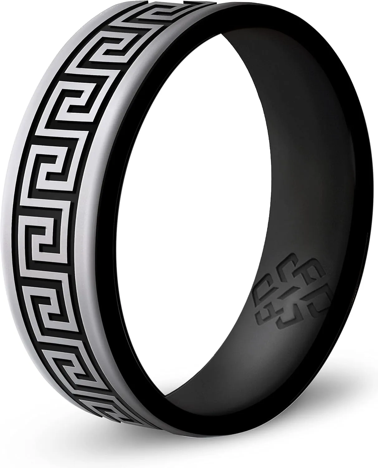 Knot Theory Greek Key Silicone Ring for Men and Women - Silicone Wedding Band for Sports Activities, Breathable Comfort Fit 6mm Bandwidth