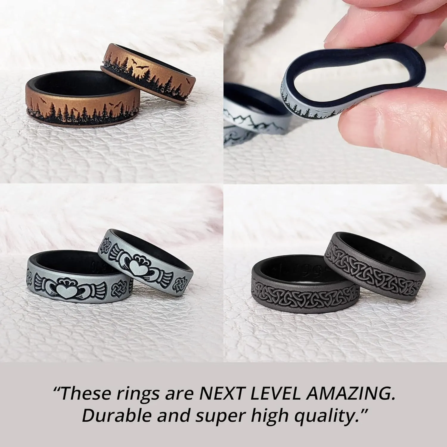 Knot Theory Greek Key Silicone Ring for Men and Women - Silicone Wedding Band for Sports Activities, Breathable Comfort Fit 6mm Bandwidth