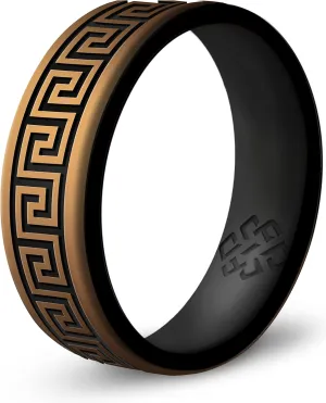 Knot Theory Greek Key Silicone Ring for Men and Women - Silicone Wedding Band for Sports Activities, Breathable Comfort Fit 6mm Bandwidth