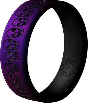 Knot Theory Skulls Skeletons Silicone Ring for Men and Women - Silicone Wedding Band for Sports Activities, Breathable Comfort Fit 6mm Bandwidth