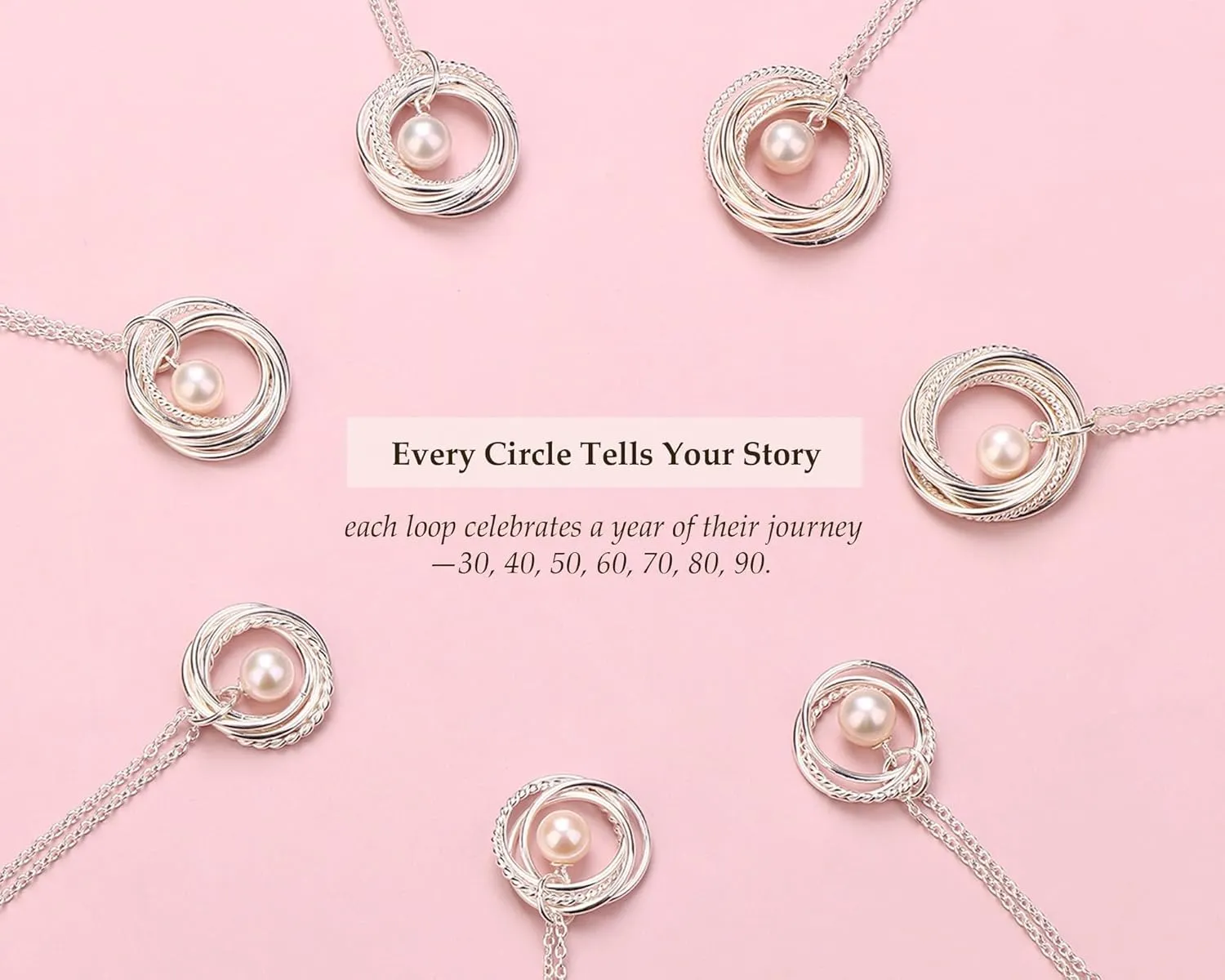 Krfy Birthday Gifts for Women Unique - 925 Sterling Silver Necklace with Pearl 30th 40th 50th 60th 70th 80th 90th Birthday Present for Mom Turning 30 40 50 60 70 80 90 Years Old Birthday Card for Her