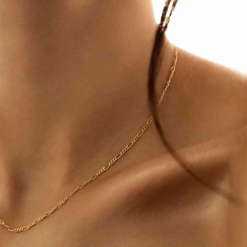 Krfy Gold Chain Necklace for Women Trendy - 925 Sterling Silver Clasp Dainty Choker Necklace 14K Gold Plated 14/16/18/20 inch Thin Simple Box Figaro Chain Herringbone Necklace Gold Jewelry for Women