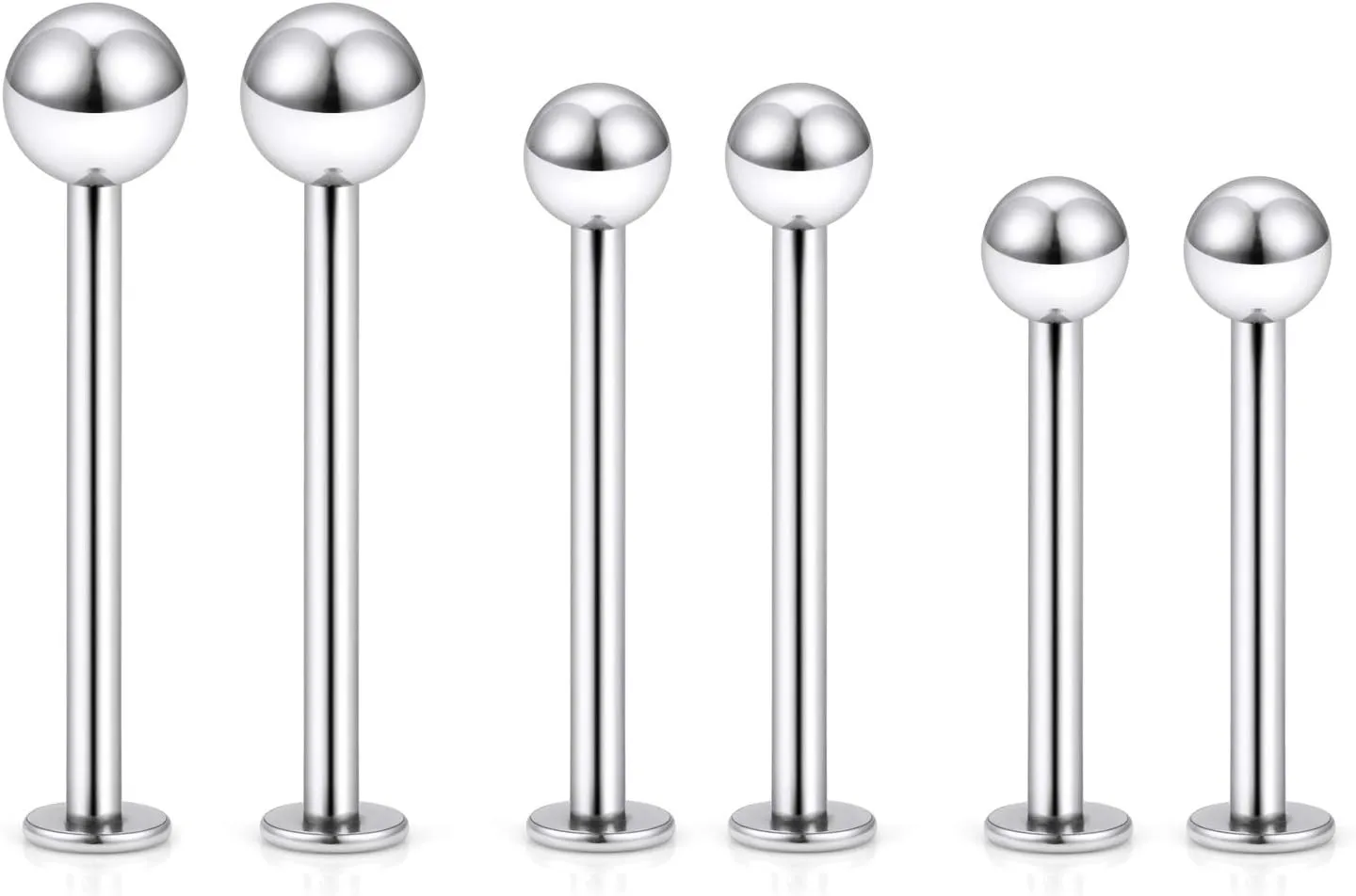 Kridzisw 16G Cheek Dimple Piercing Jewelry Hypoallergenic 316L Surgical Steel Flat Back Tongue Rings Long Bar Lip Labret Medusa Ashley Rings Studs Piercing Jewelry for Women Men 14mm 16mm 19mm Bar