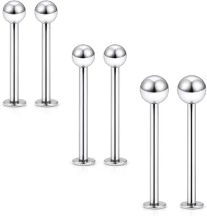 Kridzisw 16G Cheek Dimple Piercing Jewelry Hypoallergenic 316L Surgical Steel Flat Back Tongue Rings Long Bar Lip Labret Medusa Ashley Rings Studs Piercing Jewelry for Women Men 14mm 16mm 19mm Bar