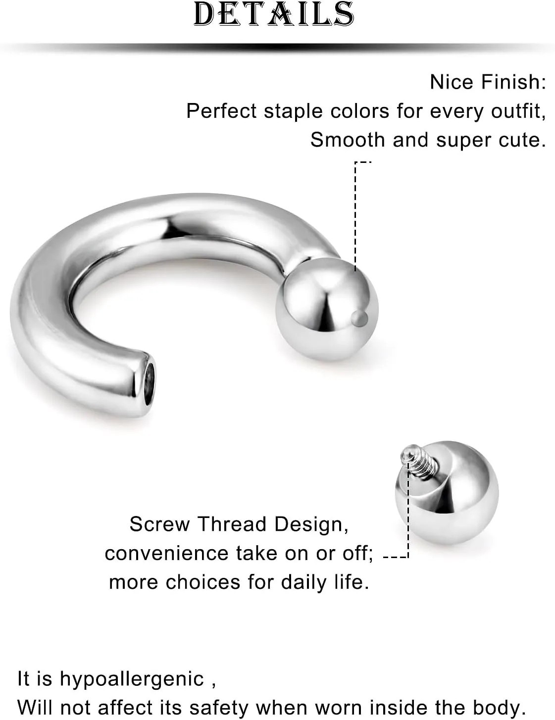 Kridzisw 8G 6G 4G 2G Titanium Septum Ring Gauges Earring Stretching kit Hypoallergenic Lobe Hoop Earring Medical Implant Grade Large Septum Nose Ring Piercing Jewelry for Women Men