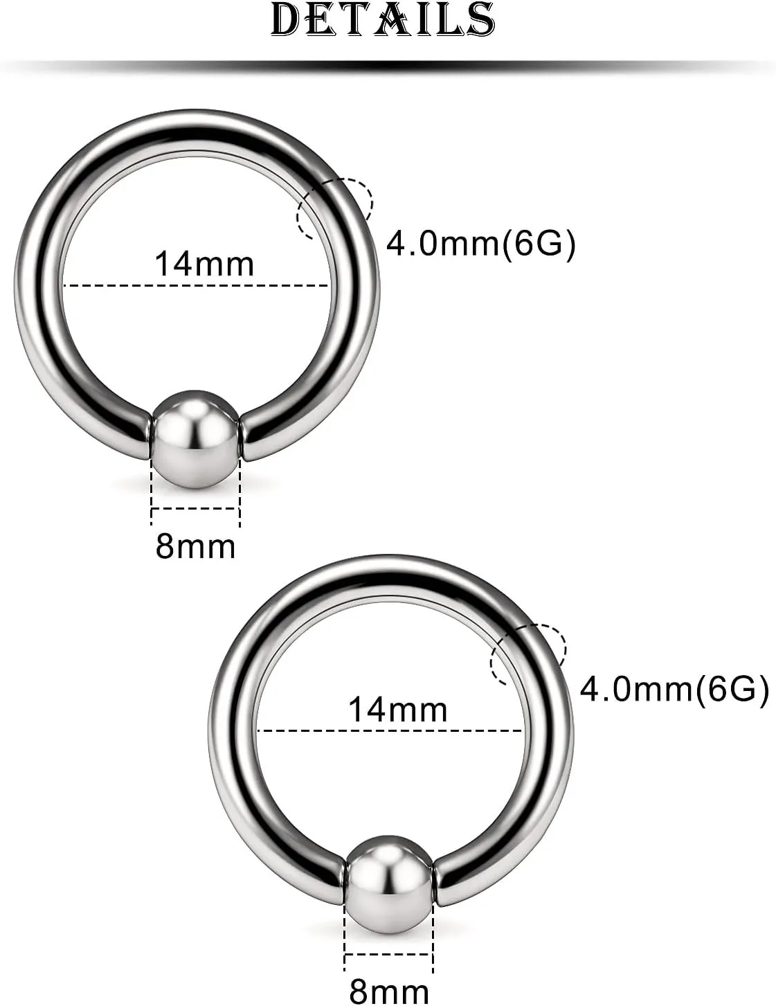Kridzisw 8G 6G 4G 2G Titanium Septum Ring Gauges Earring Stretching kit Hypoallergenic Lobe Hoop Earring Medical Implant Grade Large Septum Nose Ring Piercing Jewelry for Women Men