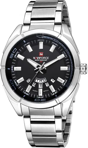 LAKEYLOYI Fashion Business Men Watches Outdoor Sport Waterproof Chronograph Analog Digital Quartz Watch for Men Silver Stainless Steel Wrist Watch, Auto Date