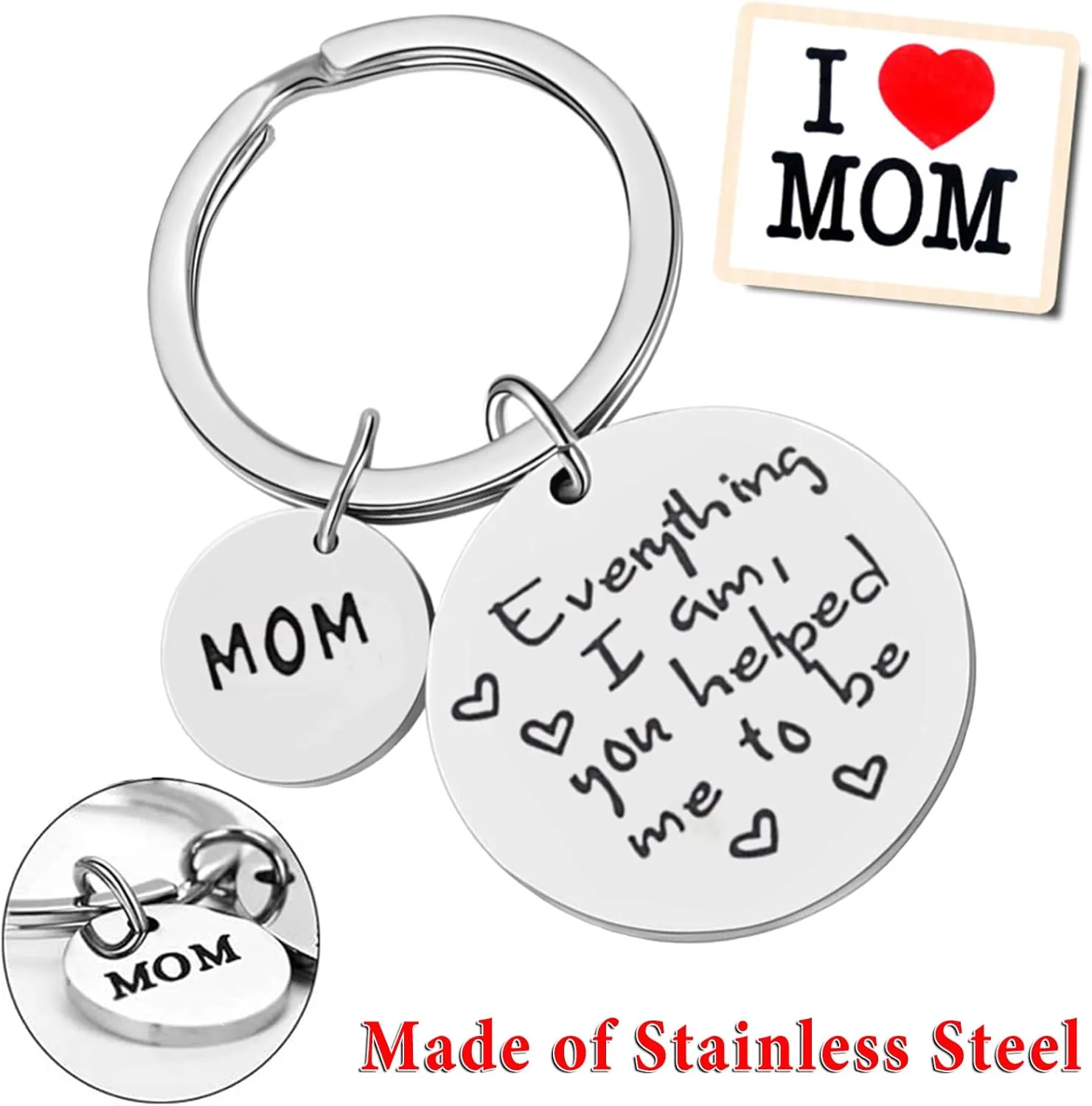 LanMa Mom Keychain Mothers Day Gifts from Daughter for Birthday Everything I Am You Helped Me to Be