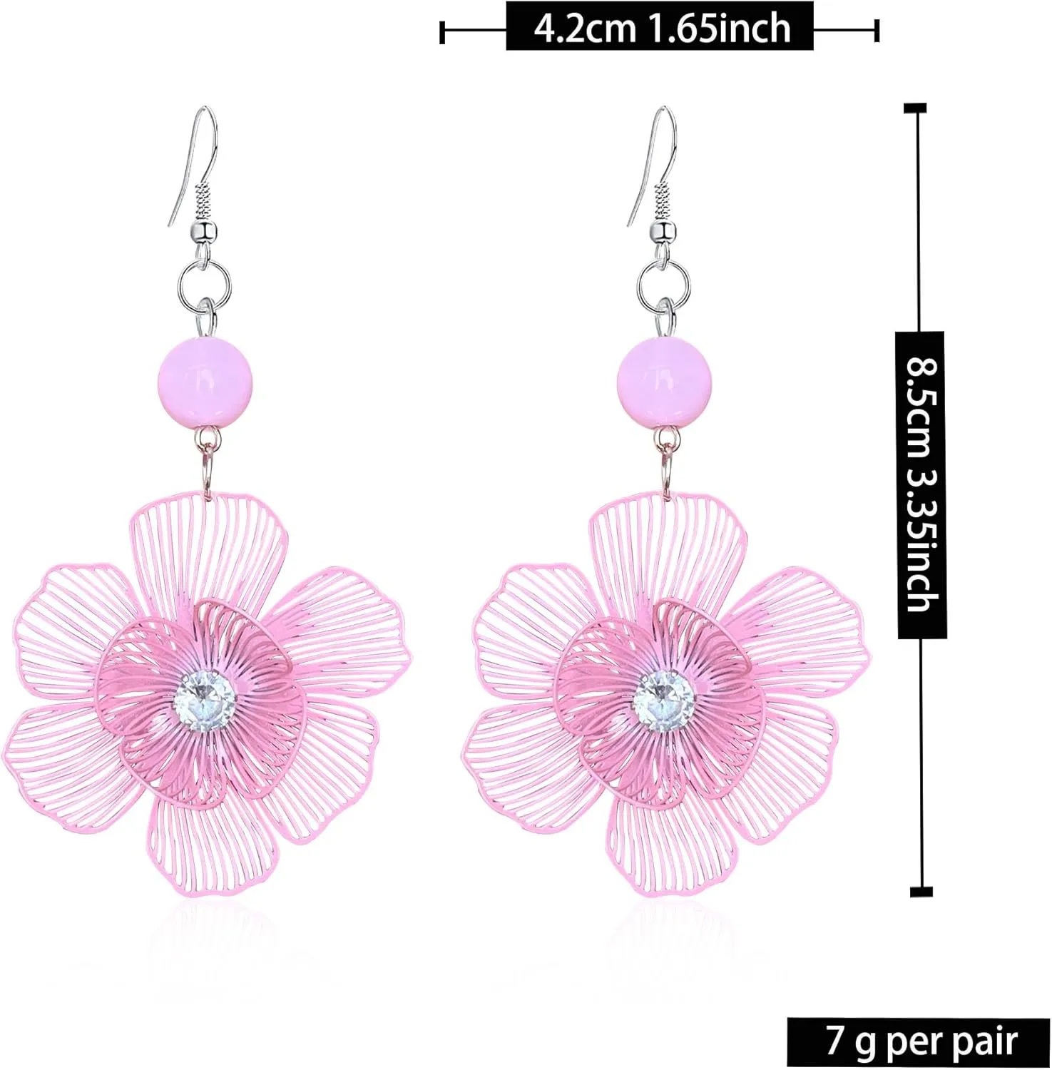 Large Double Flower Earrings for Women Boho Statement Flower Earrings Hollow Flower Pearl Jewelry Gift