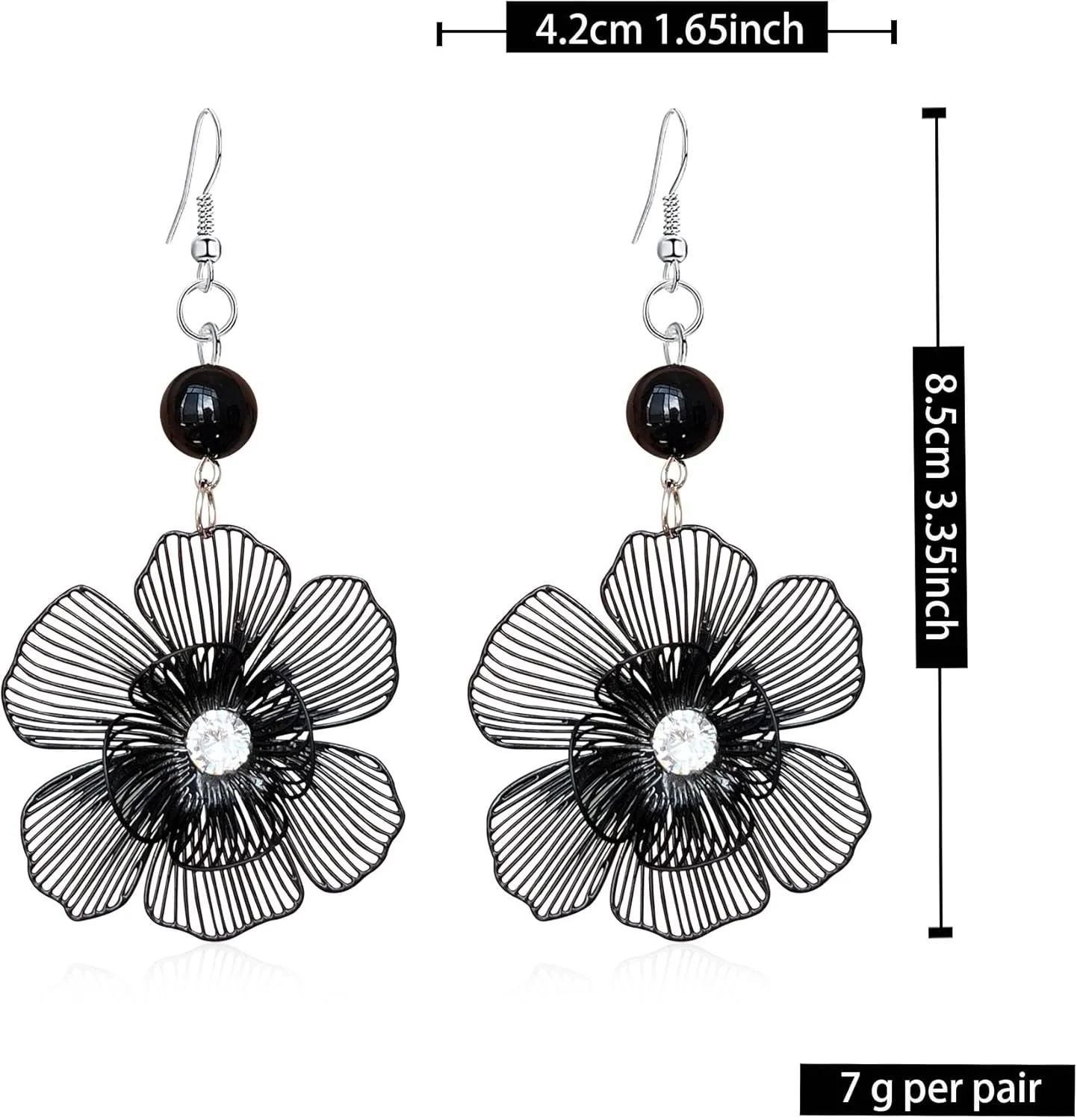 Large Double Flower Earrings for Women Boho Statement Flower Earrings Hollow Flower Pearl Jewelry Gift