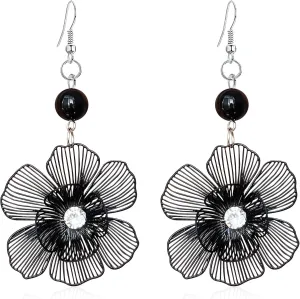 Large Double Flower Earrings for Women Boho Statement Flower Earrings Hollow Flower Pearl Jewelry Gift