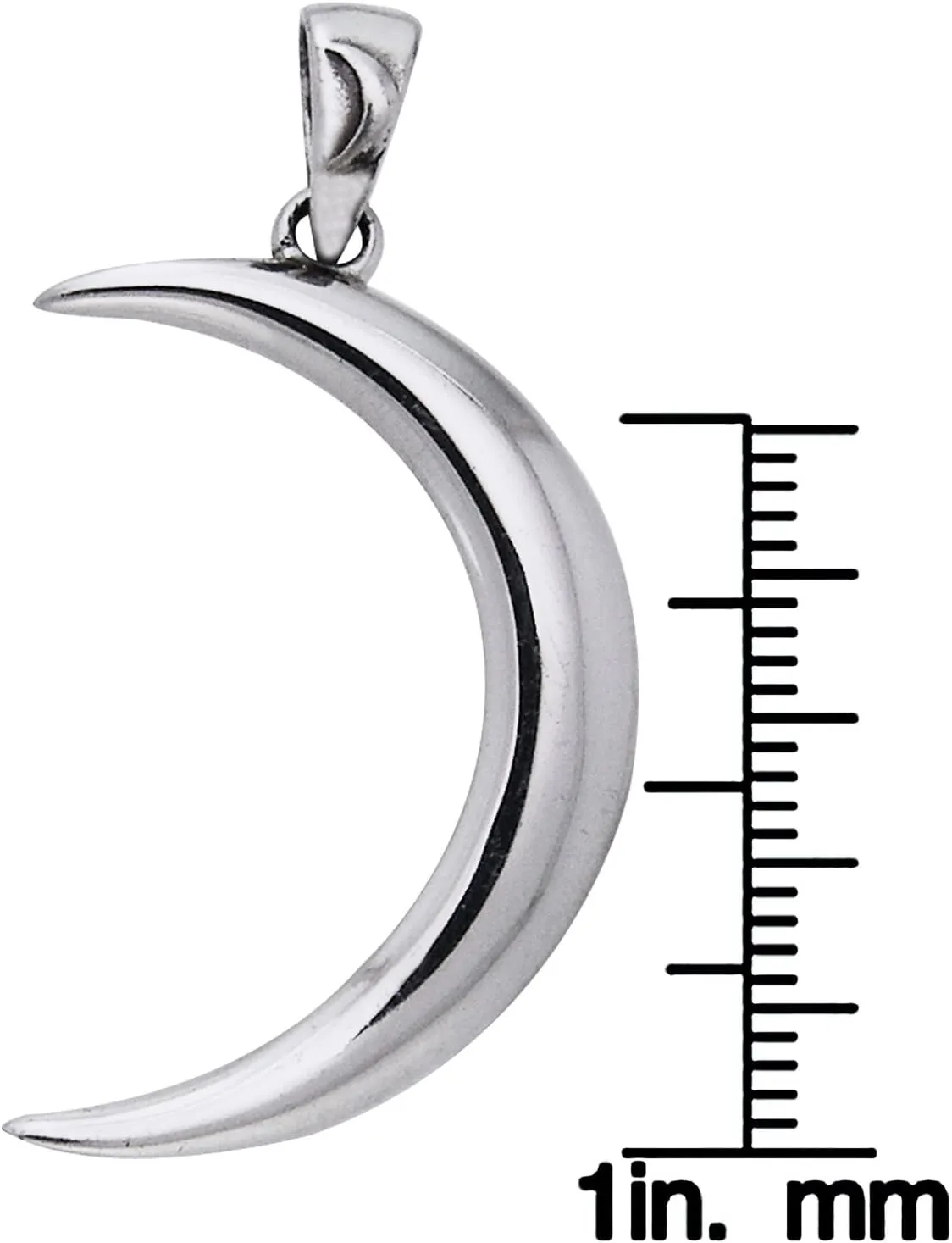 Large Waxing Crescent Moon Sterling SIlver Pendant Necklace