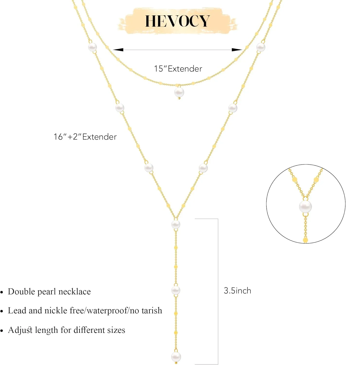 Lariat Gold Necklace for Women: Dainty Pearl Necklace 14k Gold Plated/Silver Y-Shaped Pendant Long Necklace Fashion Layered Simple Gold Necklace Jewelry For Women Trendy