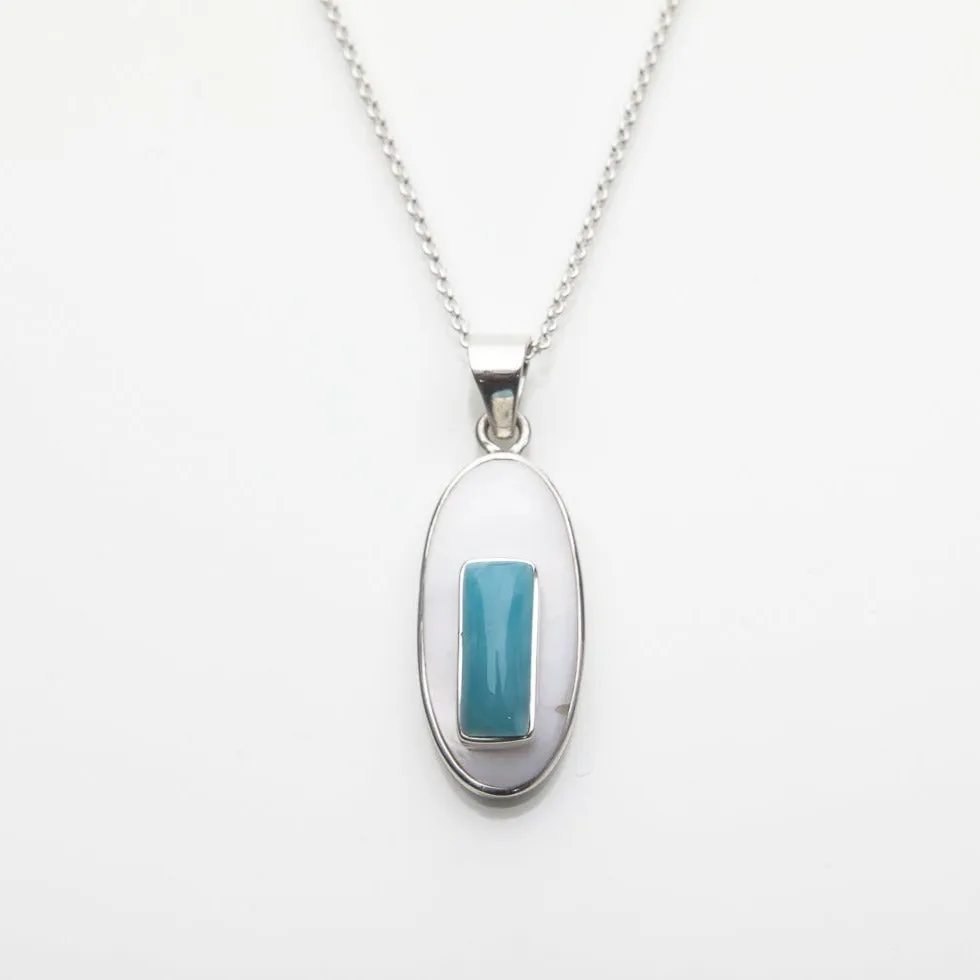 Larimar Mother Pearl Pendant Farah