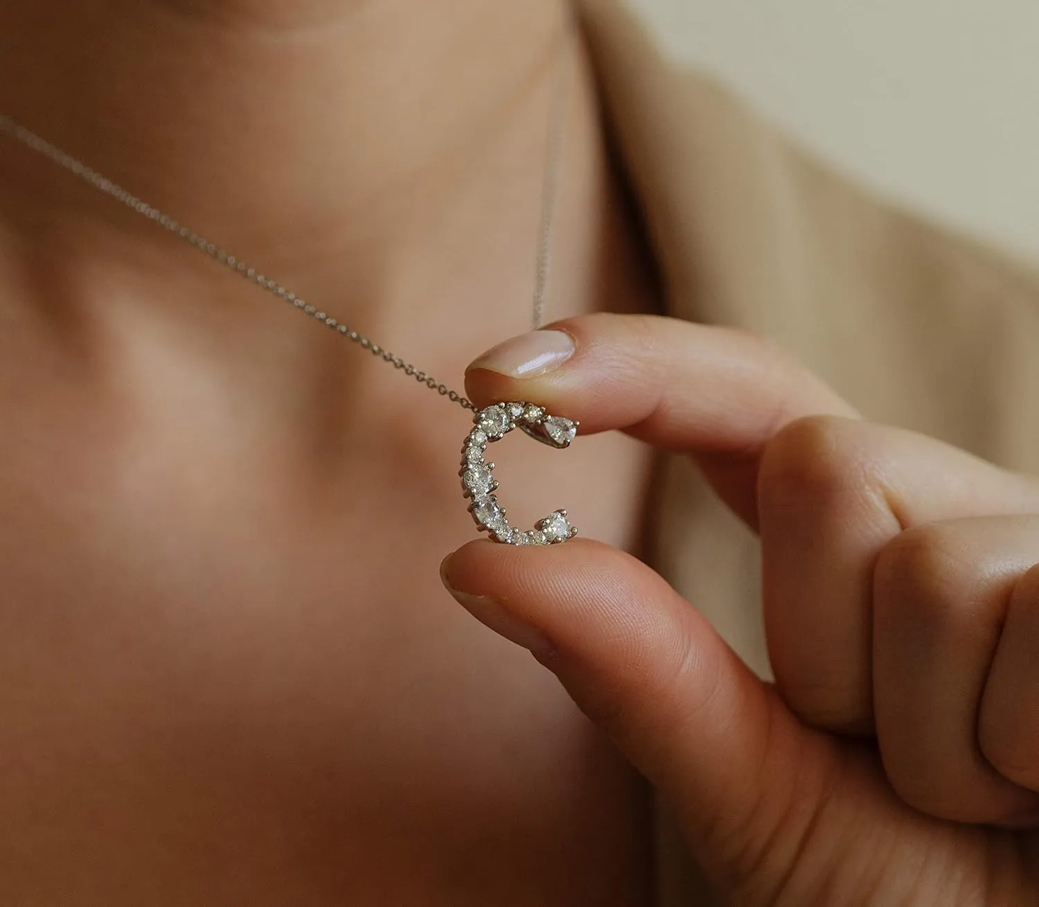 LAVLA Cubic Zirconia Initial Necklace For Women | Dainty Initial Necklace | 18k Gold Plated Colorful Crystal Letter Necklace