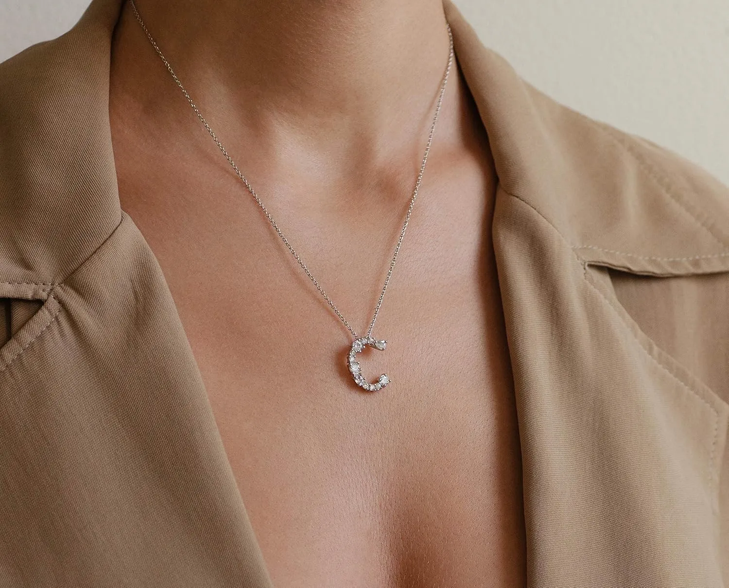 LAVLA Cubic Zirconia Initial Necklace For Women | Dainty Initial Necklace | 18k Gold Plated Colorful Crystal Letter Necklace