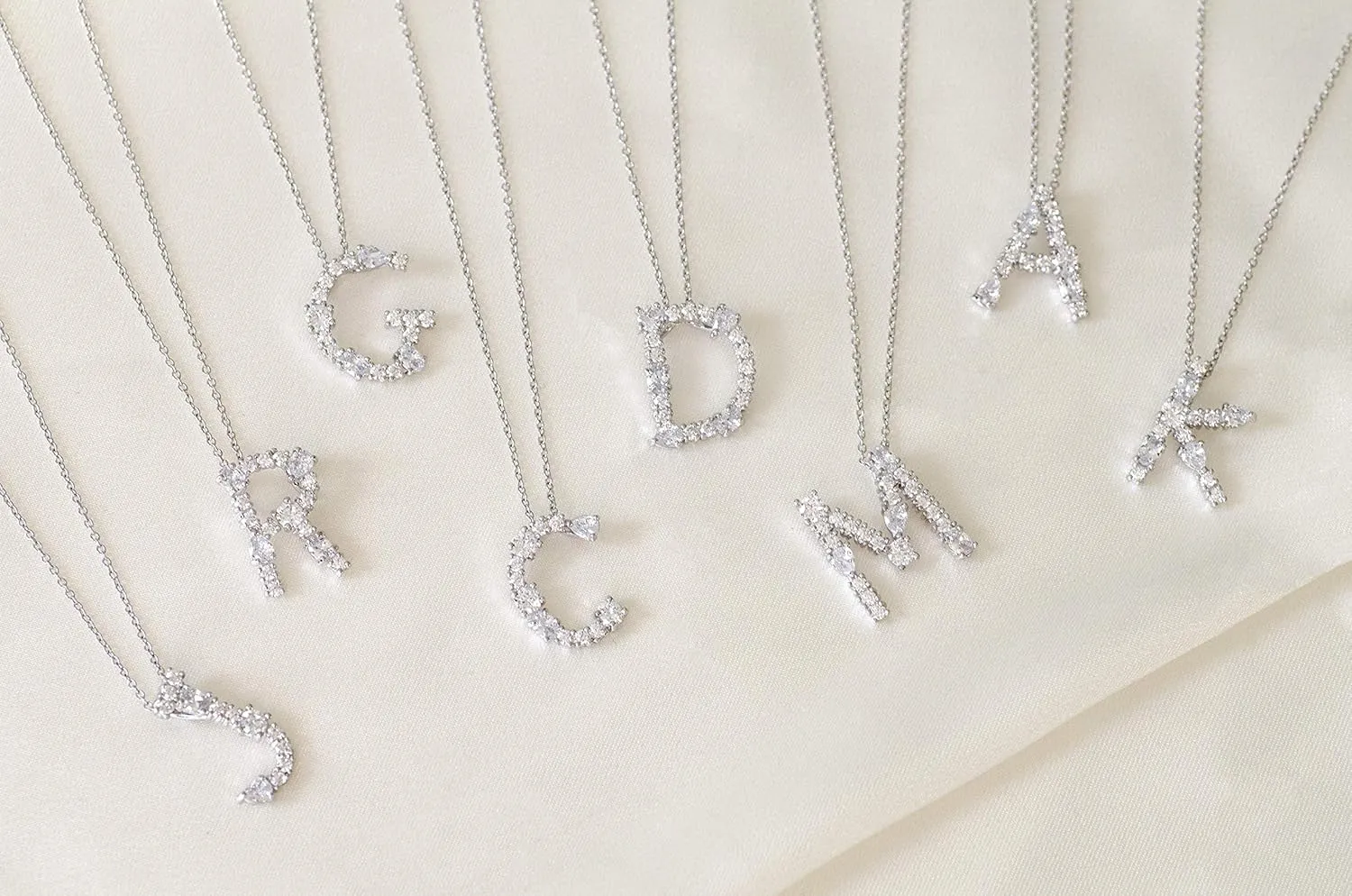 LAVLA Cubic Zirconia Initial Necklace For Women | Dainty Initial Necklace | 18k Gold Plated Colorful Crystal Letter Necklace