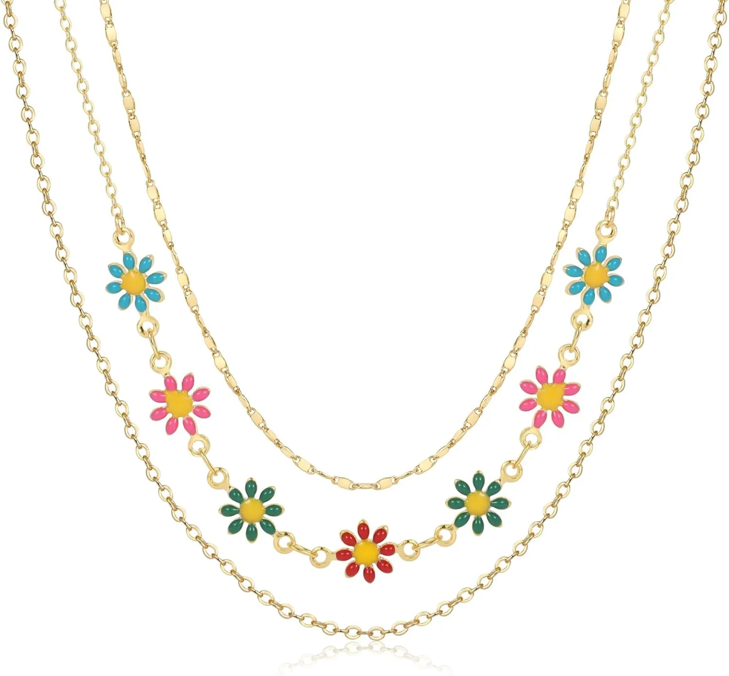 Layered Necklace for Women 14K Gold Silver Plated Dainty Choker Necklace Set Hammered Disc Coin Pearl Bar Pendant Simple Long Layering Chain Necklaces Trendy Jewelry Gifts for Women