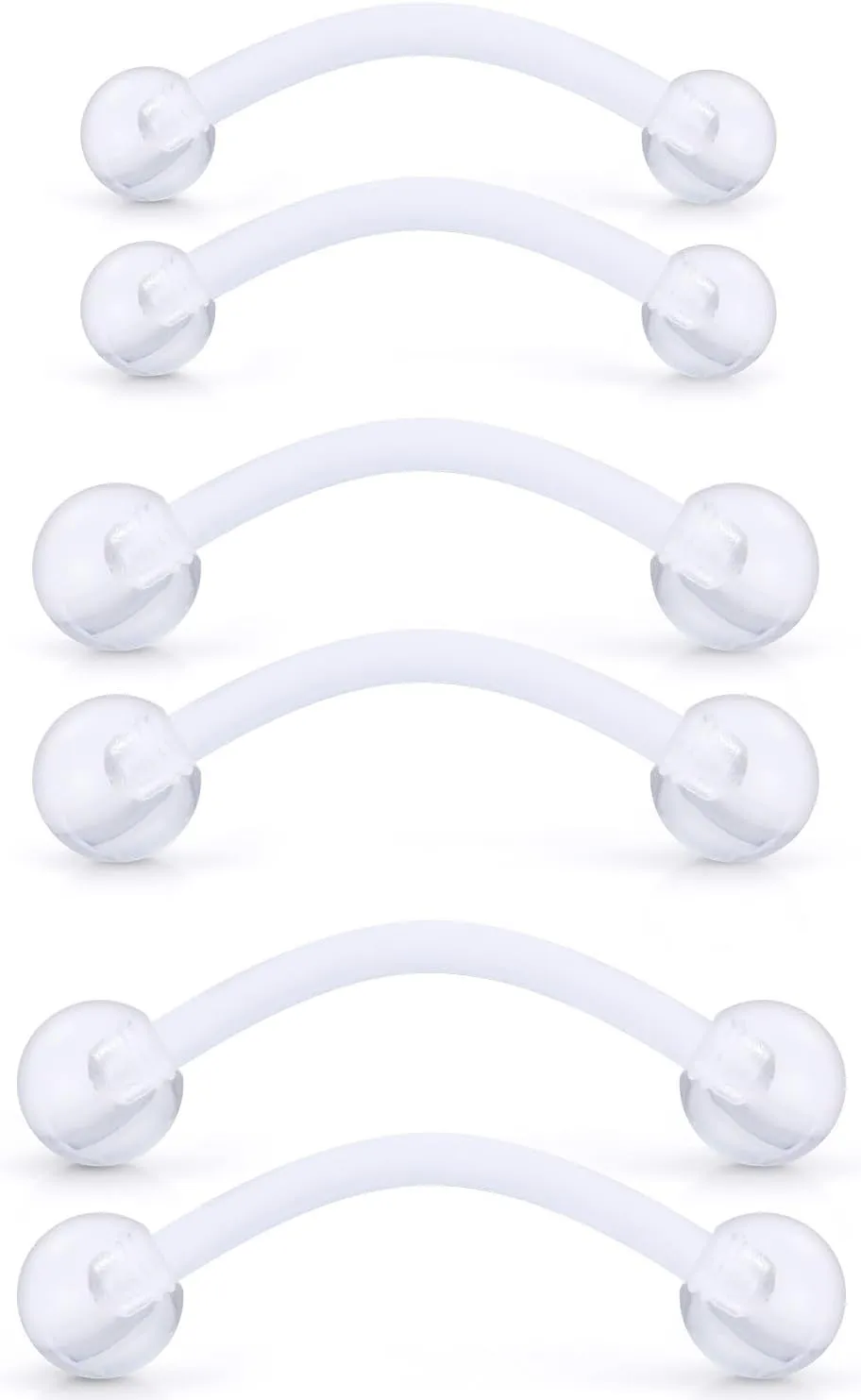 Lcolyoli Plastic Snake Eyes Piercing Jewelry Tongue Ring 14G Clear Frog Eyes Tongue Rings Bar Length 12mm 14mm 16mm Curved Barbell Retainer Pregnancy Belly Rings for Women