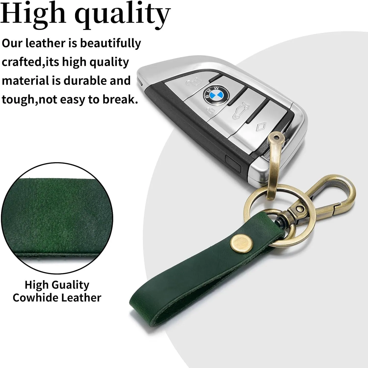 Leather Car Keychain Holder for Men and Women,Universal Keys Fob Key chains Accessories with Carabiner Clip