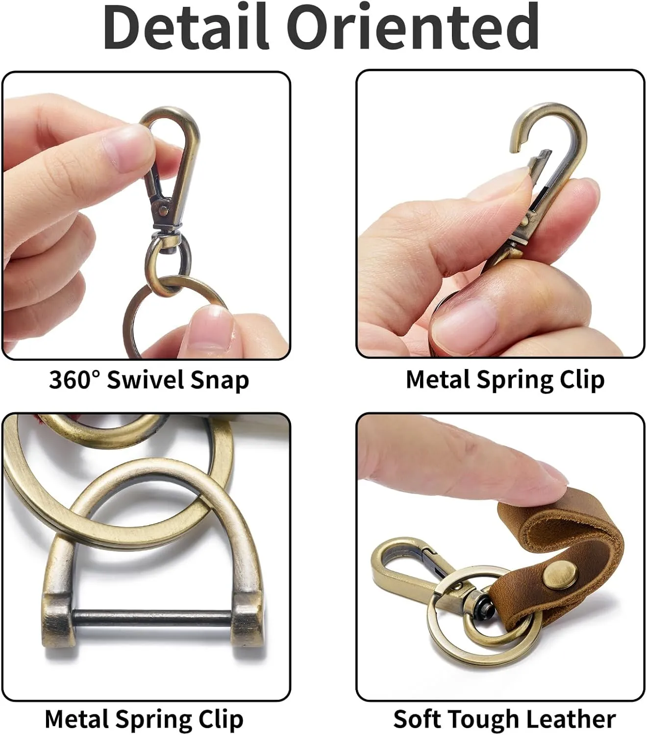 Leather Car Keychain Holder for Men and Women,Universal Keys Fob Key chains Accessories with Carabiner Clip