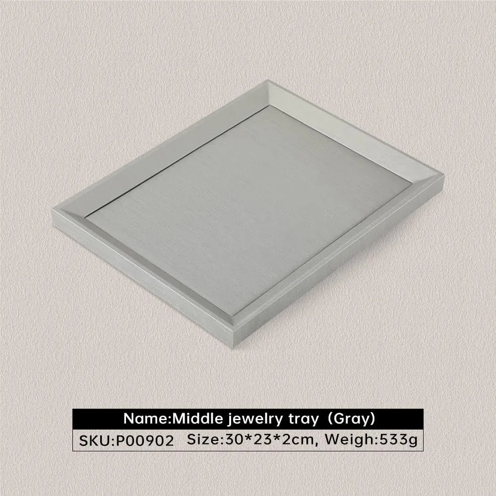 Leather Jewelry Tray, Premium Grey Organizer For Display