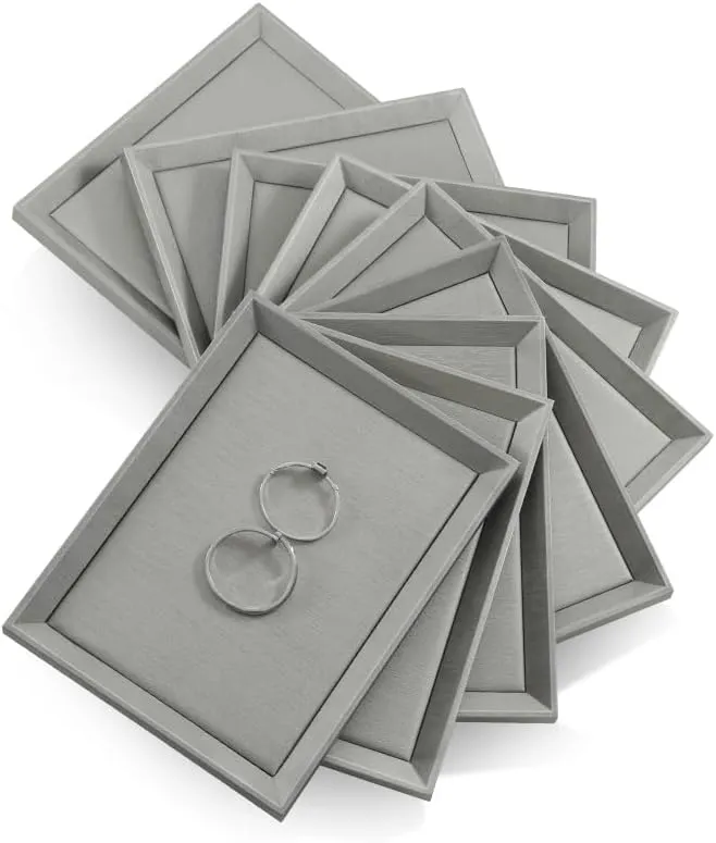 Leather Jewelry Tray, Premium Grey Organizer For Display