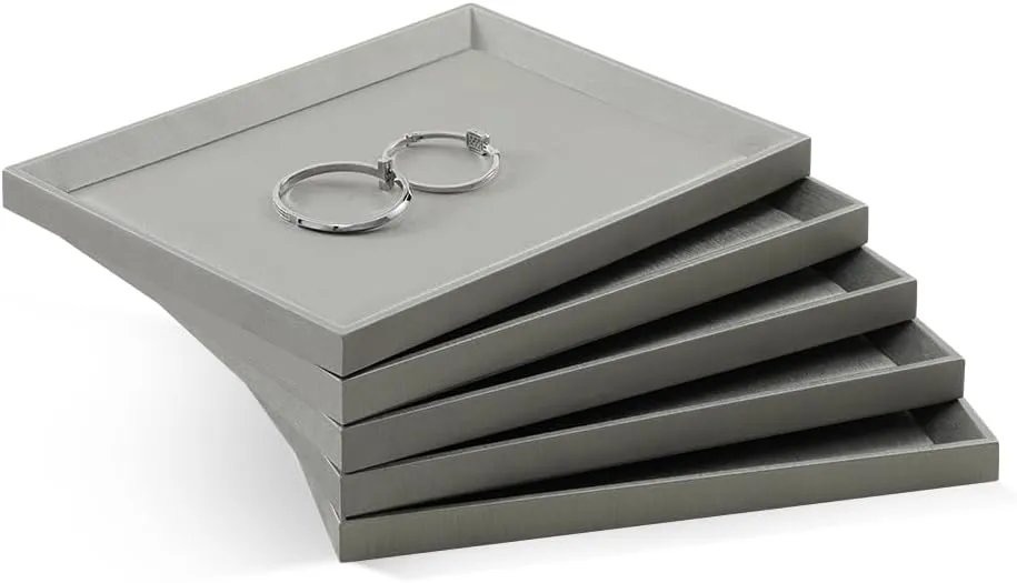Leather Jewelry Tray, Premium Grey Organizer For Display