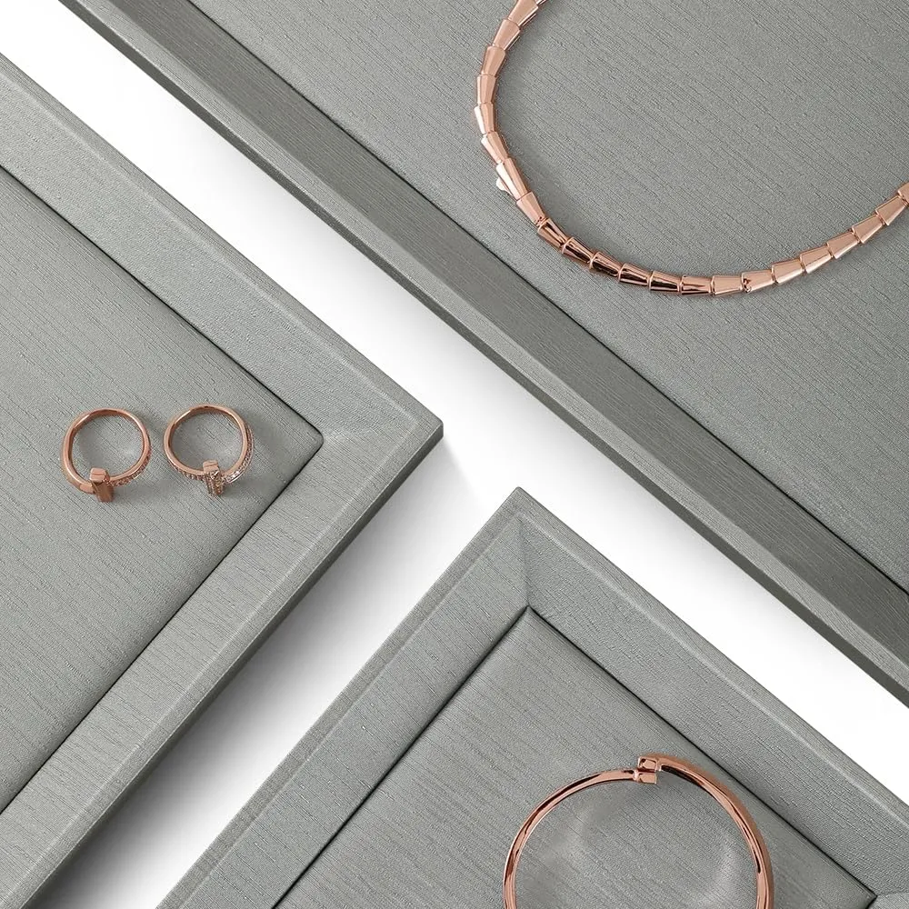 Leather Jewelry Tray, Premium Grey Organizer For Display
