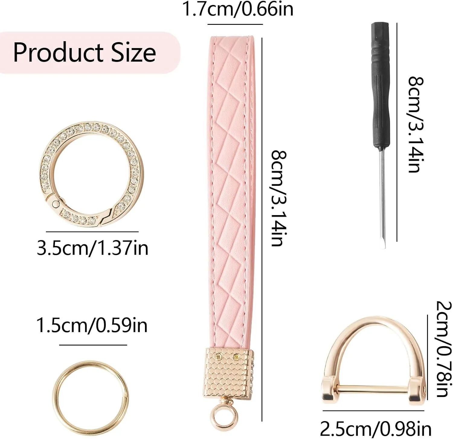 Leather Keychain Wristlet, Leather Car Key Chain with 5 Key Ring and Anti-Lost d Ring, Key Fob Keychain Wristlet