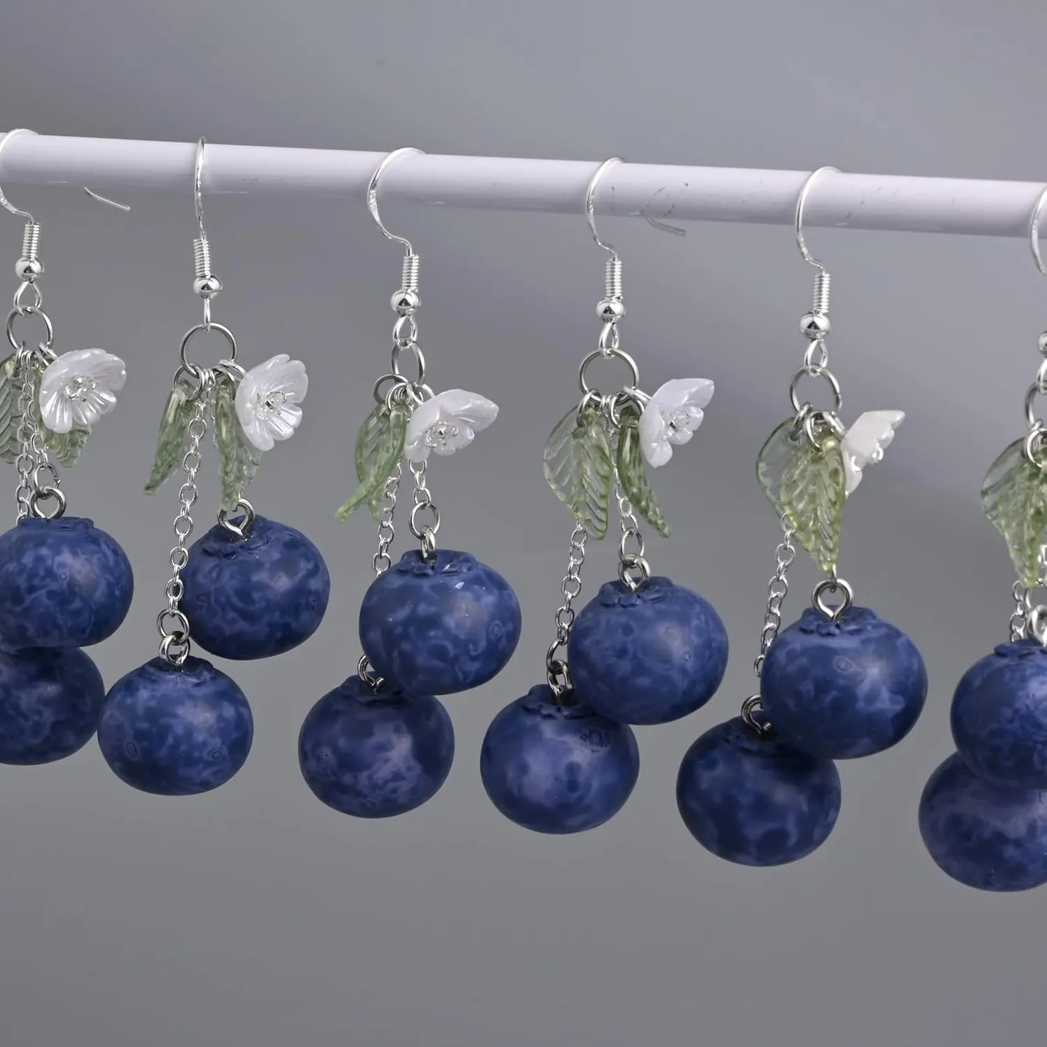 Lemon Blueberry Raspberry Fruit Earring Glass Beaded Dangle Drop Earrings Gold Silver Plated Resin Hypoallergenic Handmade Earrings Cute Fashion Summer Earrings For Women