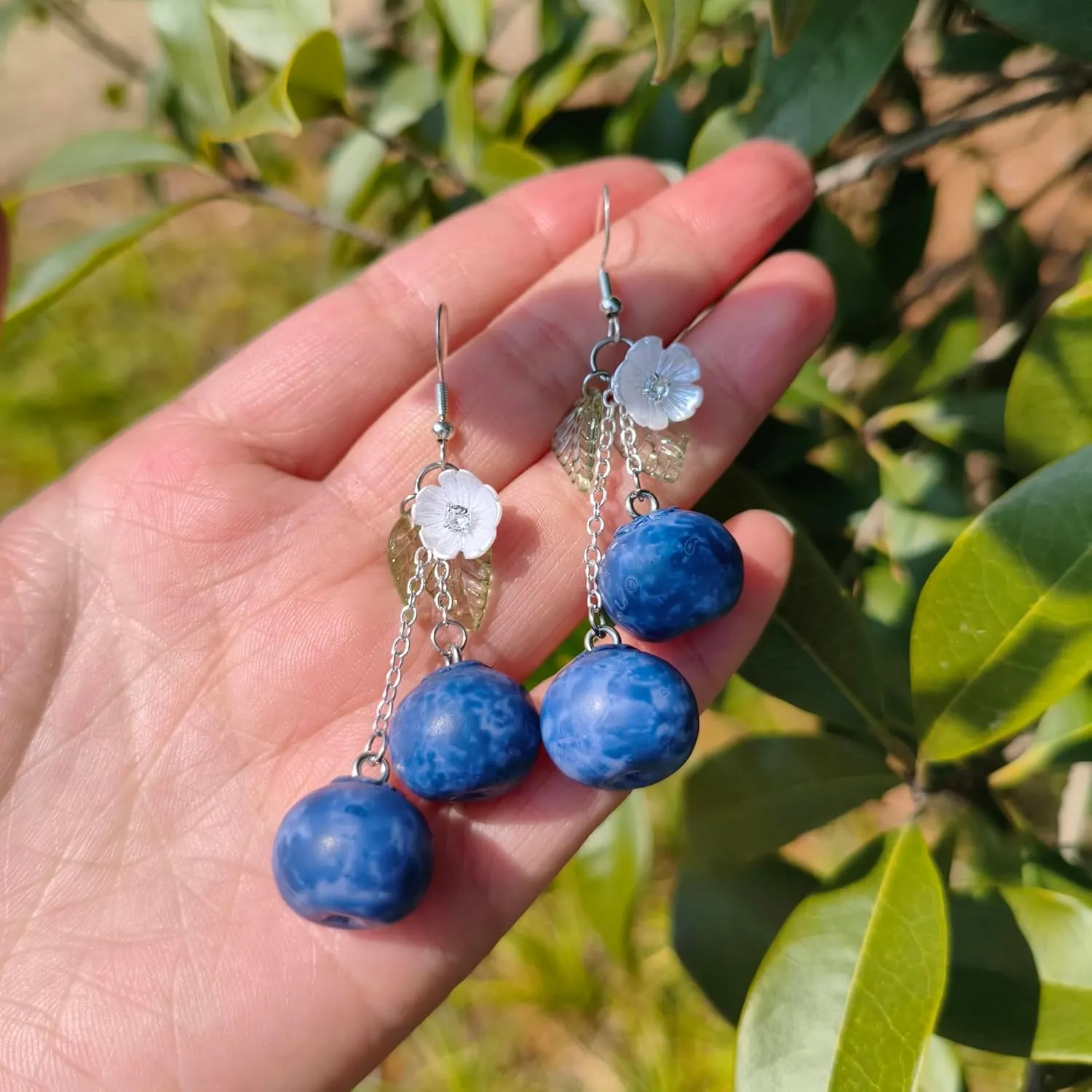 Lemon Blueberry Raspberry Fruit Earring Glass Beaded Dangle Drop Earrings Gold Silver Plated Resin Hypoallergenic Handmade Earrings Cute Fashion Summer Earrings For Women