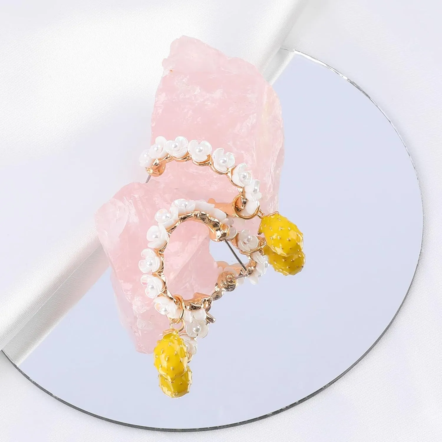 Lemon Dangle Earrings for Women Gold Hoop Lemon Pendant Earrings Refresh Sweet Flower Charm Drop Weird Statement Fruit Earrings Aesthetic Summer Funny Simulation Party Jewelry Gifts