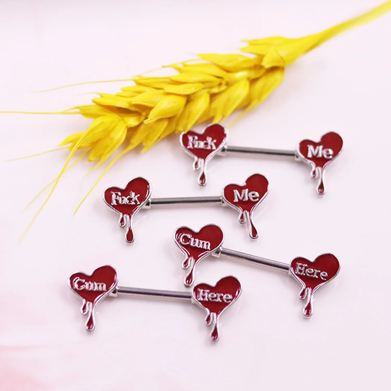 Letter Nipple Ring 14G 316L Surgical Steel Nipple Barbell Heart Shape Devil Body Piercing Jewelry for Women Men