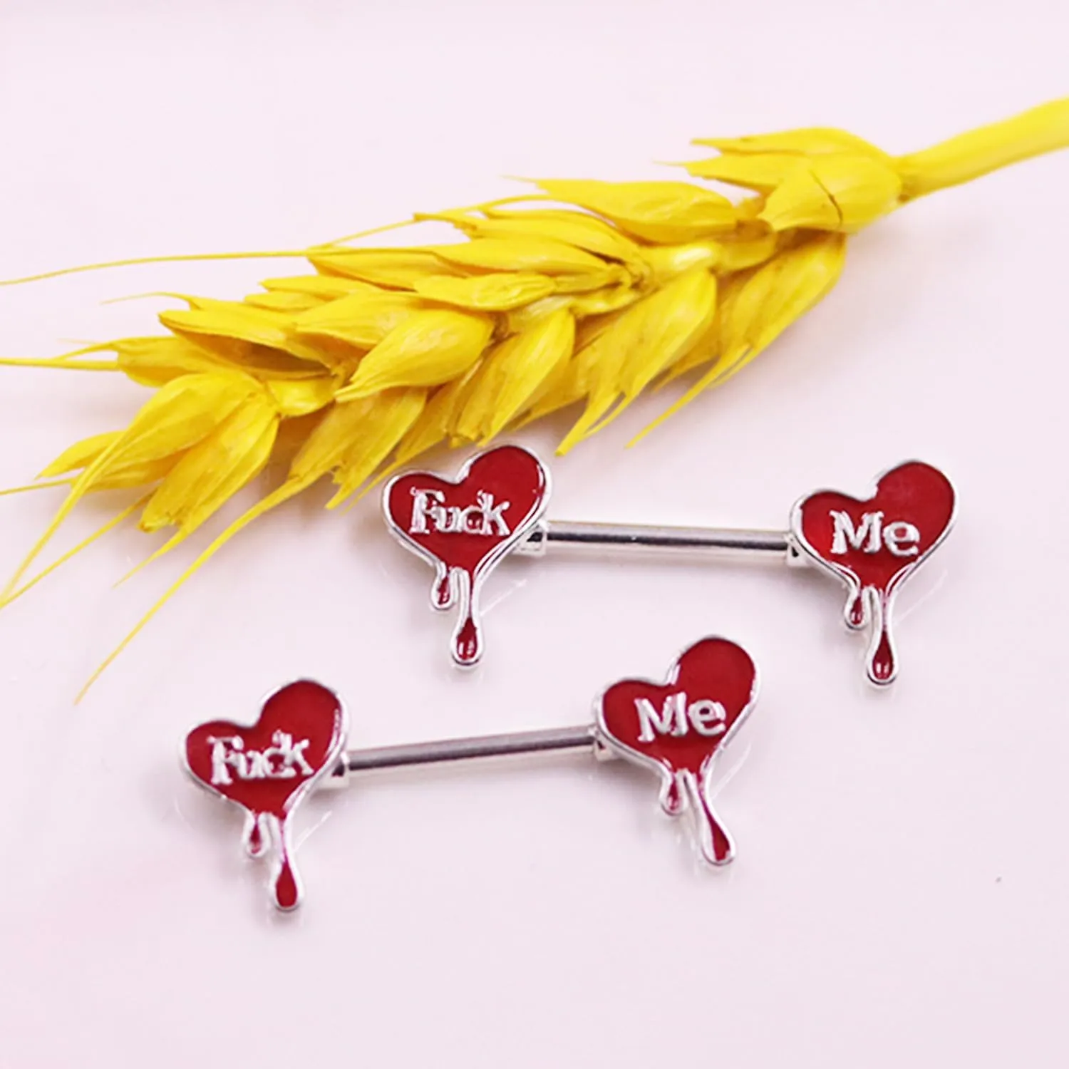 Letter Nipple Ring 14G 316L Surgical Steel Nipple Barbell Heart Shape Devil Body Piercing Jewelry for Women Men