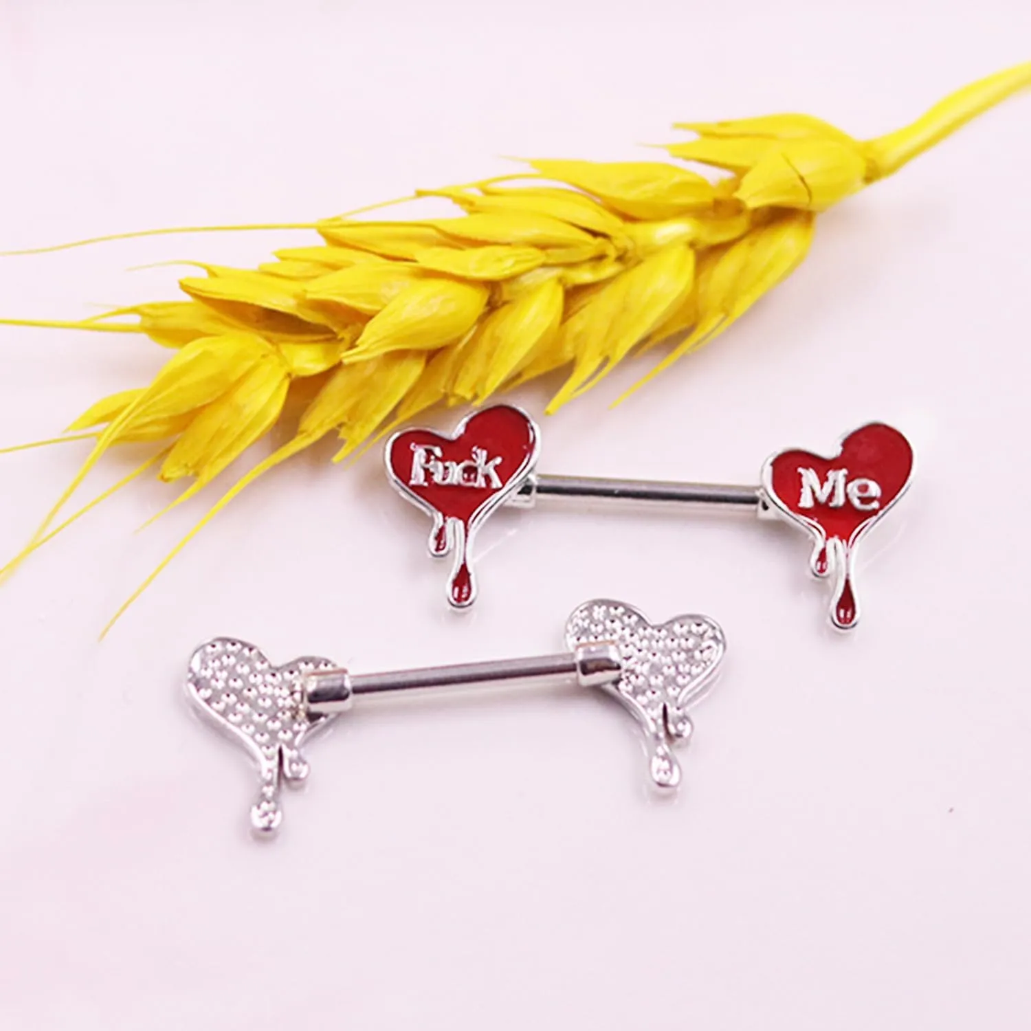 Letter Nipple Ring 14G 316L Surgical Steel Nipple Barbell Heart Shape Devil Body Piercing Jewelry for Women Men