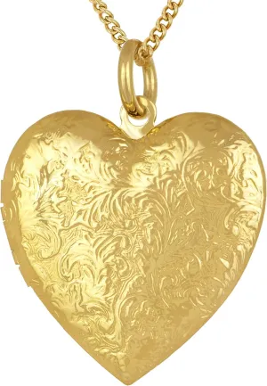 LIFETIME JEWELRY Antique Heart Locket Necklace That Holds Pictures 24k Gold Plated