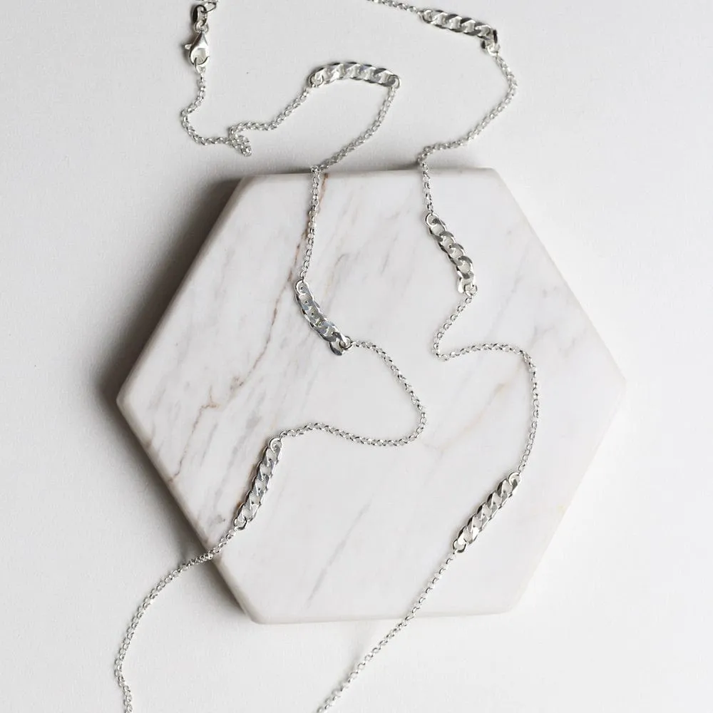 Long Curb Chain Station Necklace