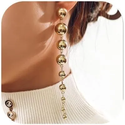 Long Pearl Earrings for Women Boho Gold Pearl Tassel Earrings for Women Bridal Wedding