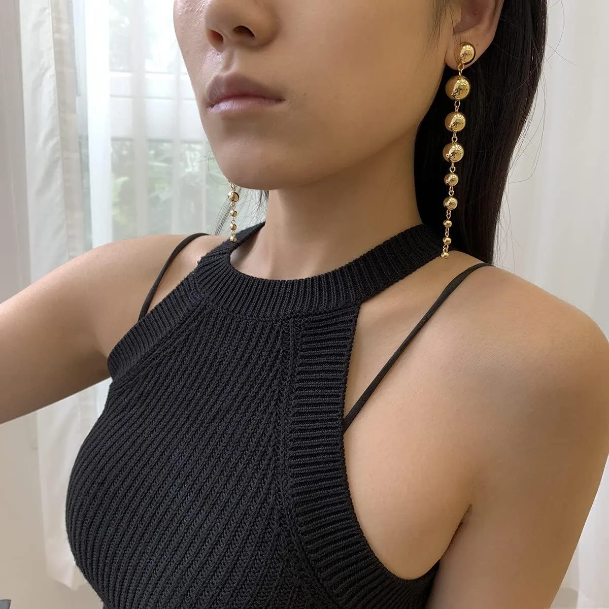 Long Pearl Earrings for Women Boho Gold Pearl Tassel Earrings for Women Bridal Wedding